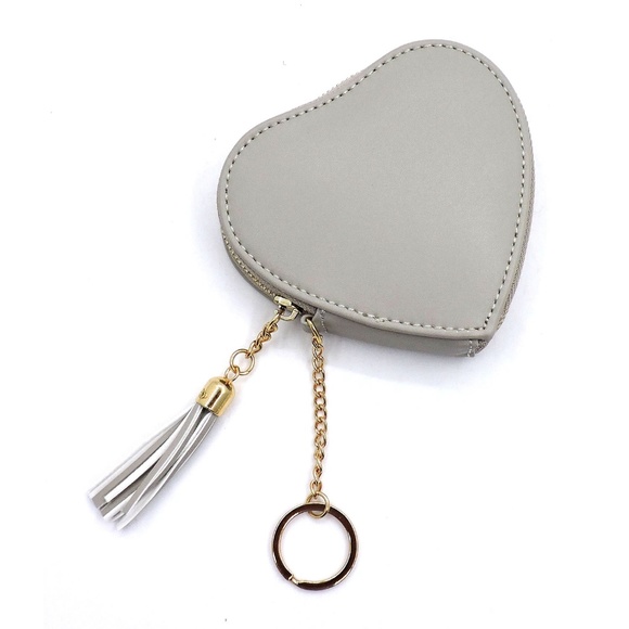NEW Gray Heart Keychain Coin Wallet - Picture 2 of 3